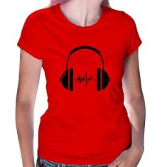 Baby Look Headphone Batimentos - Foca na Moda, Vermelho, G