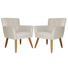 Kit 02 Poltronas Decorativas Onix Suede Bege - SA Móveis - Estopar