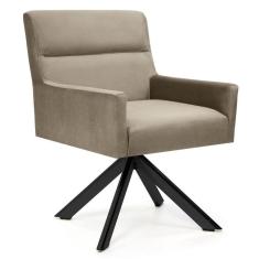 Poltrona Decorativa Giratória Base Eiffel Preto Angel B-68 Veludo Marrom