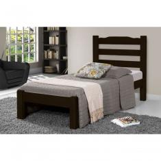 Cama de Solteiro Veneza de Madeira Maciça Tauari Tabaco