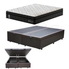 Cama Baú Queen e Colchão Madrid Molas Ensacadas Probel Marrom
