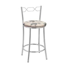 Kit 2 Banquetas Cromadas Assento Espuma D15 Treparoni Bege