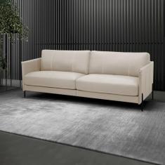 Sofá Decorativo Karine 4 Lugares Sala de estar 270cm Pés em Aço Couro Bege G88 - Gran Belo