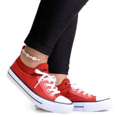 Tênis Feminino All Meia Star Kalum Casual Confortável Oferta, 37, Verm