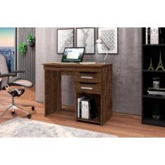 Mesa / Escrivaninha VENE 2 Gavetas Com Nicho Para CPU Cor Canela/Preto