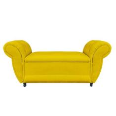 Divã Recamier Com Baú  Grécia 1,55 Cm Suede Amarelo - Neros Interiores
