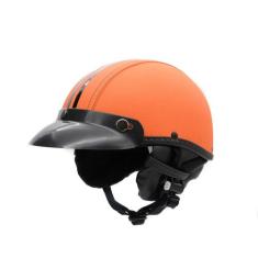 Capacete Coquinho Scooter Moto Elétrica Bike Couro Laranja - BR101