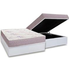 Conjunto Box Baú Casal: Colchão Espuma Ortobom D20 Physical Resistente Bordado + Base Crc Courano White (138x188)