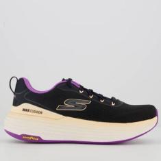 Tênis Skechers Max Cushioning Feminino Preto e Roxo-Feminino