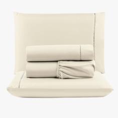 Jogo De Lençol Peletizado 400 Fios King 4 Peças Barato - Casa - Hotel - Pousada - Palha