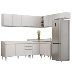 Armário De Cozinha Modulado De Canto 7 Peças Cp22 Balcão Sem Tampo Branco - Lumil