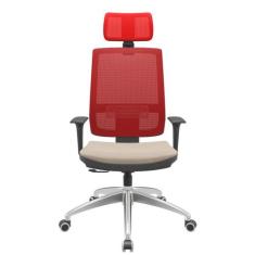 Cadeira Office Brizza Tela Vermelha Com Encosto Assento Poliester Fend