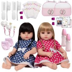 Boneca Tipo Reborn Gêmeas Recém Nascidas Corpo de VInil - Cegonha Rebo