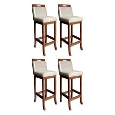 Kit 4 Banquetas Estofadas Média Milão 94 Cm Madeira Maciça Suede Bege CCS