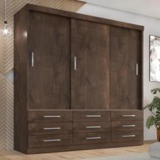 Guarda Roupa Casal Capri 3 Portas Correr 9 Gav - Tonielque Móveis, Cho