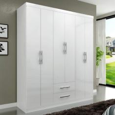 Guarda Roupa Casal 6 Portas e 2 Gavetas Fortaleza Mapi Móveis Branco