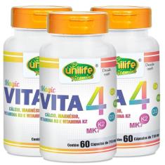 Vitamina K2 D3 Cálcio E Magnésio Mk7 Vita 4 Kit 3 Frascos