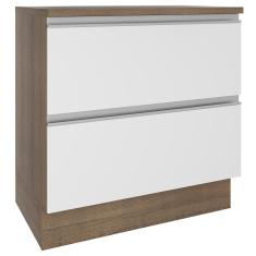 Balcão Madesa Glamy 80 cm 2 Gavetas - Rustic/Branco