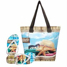 Bolsa Com Chinelo Feminino Chapéu E Estrela-Do-Mar Magicc Bolsa