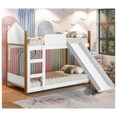 Beliche Infantil Casinha Alice Branco Com Escorregador