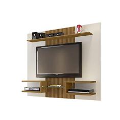Painel Atlas para Tv até 55 polegadas Offwhite com Cinamomo Ripado