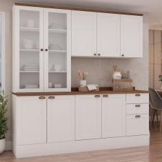 Cozinha Completa Iluminata 9 Portas 3 Gavetas 100% Mdf com Vidro Branco/ébano - Genialflex