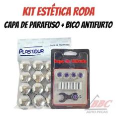 Capa de Parafuso Cromado17mm/19mm + Bico De Pneu Cromado Válvula Antif