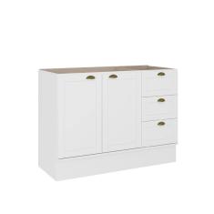 Balcão Gabinete De Pia Mdf Milla 2 Portas 3 Gavetas Branco 120cm Carraro