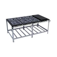 Fogão Industrial 6 Bocas 40X40 com Chapa Luxo Metalmaq, Gás de Botijão