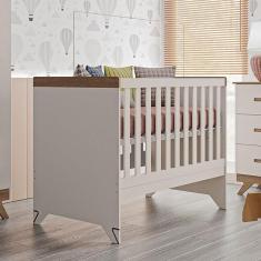 Berço Americano Retro Maya e Cômoda Gaveteiro Emilly Off White Carvalho com Colchão Gazin - Canaã