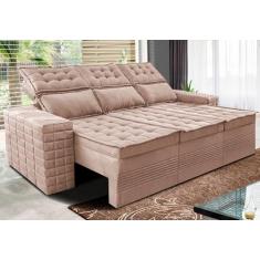 Sofá 3 Lugares Retrátil e Reclinável Cama Inbox Senses 2,00m Velusoft Bege