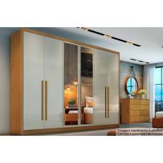 Guarda Roupa Casal 6 Portas (2 c/ Espelho) e 4 Gavetas Robust/Livorno Cumaru/Fendi 25 - Novo Horizonte