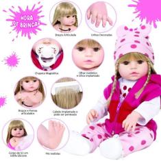 Boneca Bebê Reborn Realista 100% Silicone Girafa 15 Itens - Cegonha Re