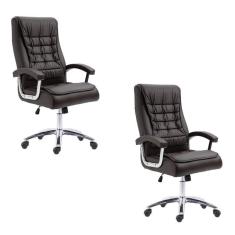 Kit 2 Cadeiras Big Mola Ensacada Escritório Pres Giratória em Couro com Nr17 Espresso Móveis Marrom