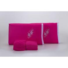 Jogo de Cama Queen 3 Peças Bordado Tecido Microfibra - Cortinas Ibitin