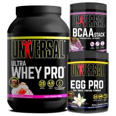 Kit  Ultra Whey Pro 900g + Egg Pro 454g + BCAA Stack 250g - Universal-Unissex