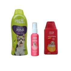 Kit POP PetClean Shampoo + Perfume + Condicionador Cães Gatos Banho e 