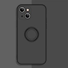 Capa de telefone de silicone líquido macio para iPhone 11 12 13 Pro Max 13Mini XS Max X XR 7 8 Plus SE 2020 Stand Ring Capa à prova de choque, preta, para iPhone 11