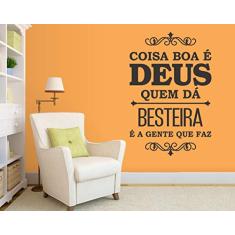 Adesivo de parede frase Coisa boa Deus tam 50cmx70cm