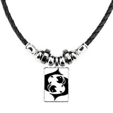 DIYthinker Colar com símbolo do zodíaco de Peixes Constelação Colar Joias Torque Pingente de corda de couro