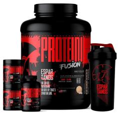 Kit Whey Protein Fusion 1,8 Kg + BCAA + Creatina + Glutamina + Shaker-Unissex