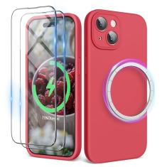 SURPHY Capa projetada para iPhone 15 compatível com MagSafe (6,1 polegadas 2023), com 2 protetores de tela, capa de telefone de silicone líquido (proteção para câmera e forro de microfibra macio)