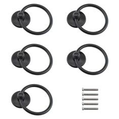 Ulifestar Puxadores de armário de cozinha, puxadores de anéis de gaveta de metal, puxadores e puxadores de armário de orifício único, ferragens de armário de banheiro com parafusos de instalação