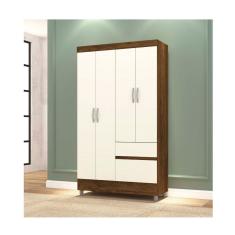 Guarda-roupa Solteiro Panama 4 Portas Imbuia/Champanhe