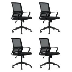 Kit 4 Cadeiras Giratória Escritório Diretor Tokyo Preto