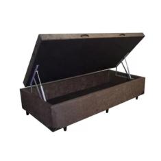Cama Box Baú Solteiro Suede Marrom
