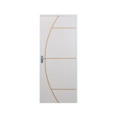Kit Porta de Madeira Decorada 212x75cm com Batente de Aluminio 3,6cm Gáucha MGM Branca