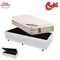 Cama Box Baú Solteiro King Sintético + Colchão Castor Premium com Euro