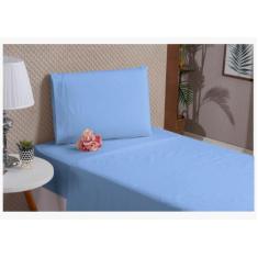 Lençol De Algodão 3 Peças Azul Solteiro Percal 180 Fios - Beatriz Enxo