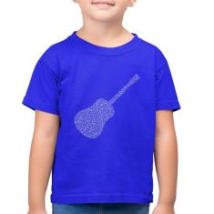 Camiseta Algodão Infantil Violão Notas Musicais - Foca na Moda, Azul r